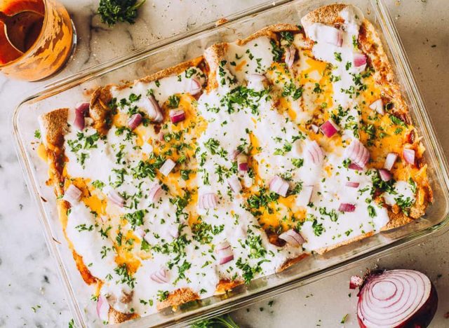 beef enchiladas in glass dish diethood recipe