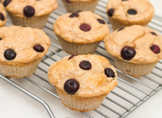 protein muffins on a cooling rack