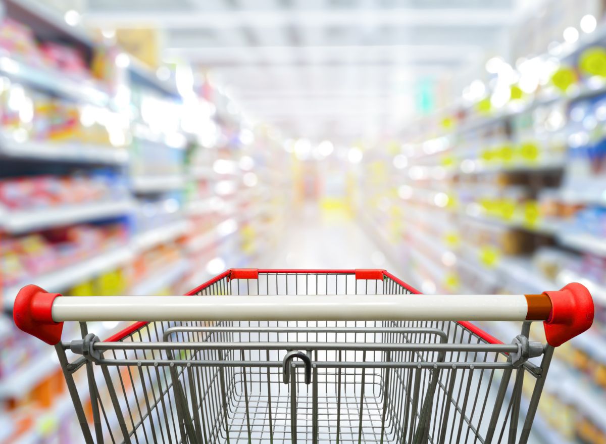 Shopping cart in grocery store