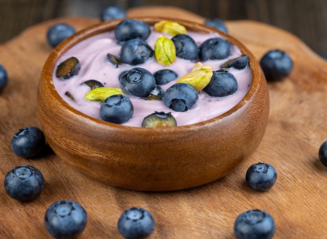 yogurt with berries and pistachios